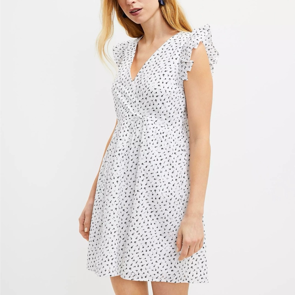 New without tags LOFT White and Black Patterned Dress